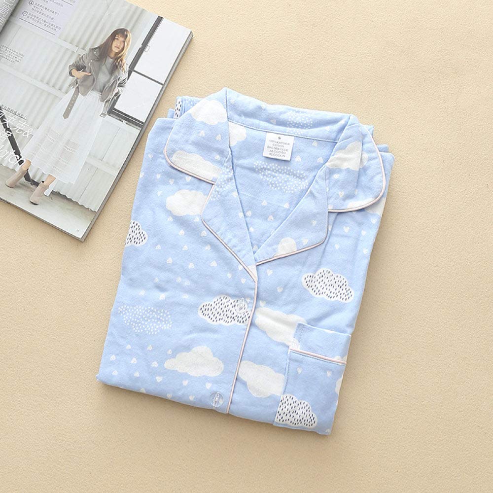 Conjunto De Pijamas De Mujer,Conjunto De Pijamas Suaves Con Estampado De Nubes Tejidas Conjuntos De Salón Con Botones Y Bolsillos En La Parte Superior Y Pantalones Pjs Set Ropa De Dormir De Manga La