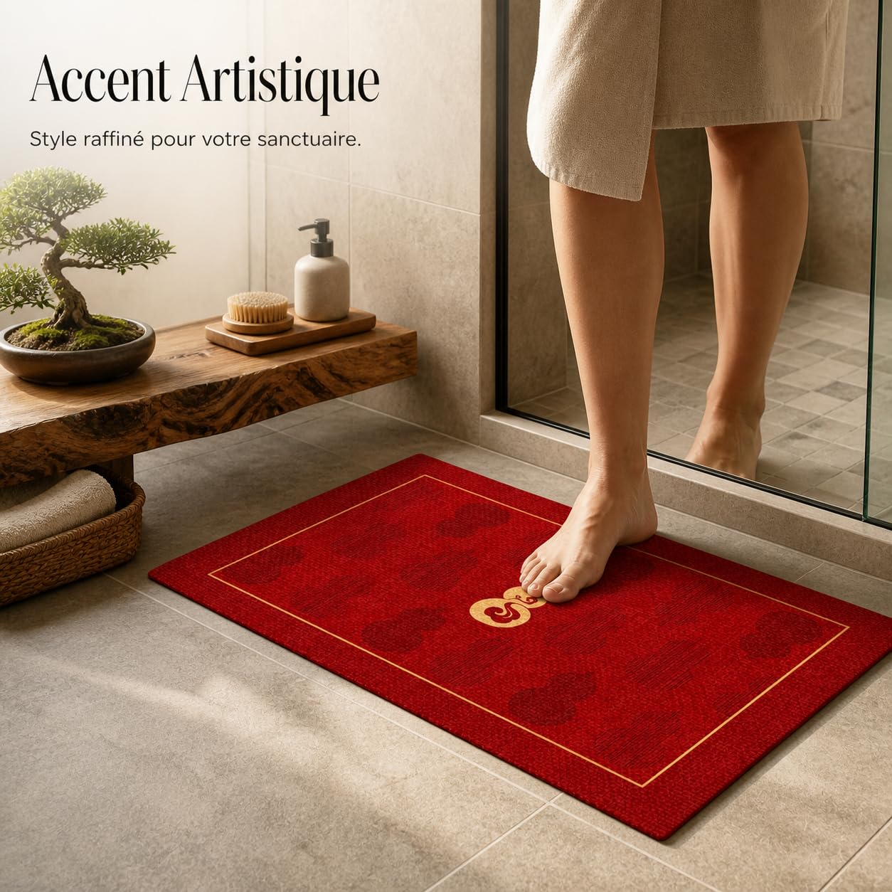 Tappeto da Bagno Antiscivolo, Zucca propizia, 80x120cm | Struttura in composito, Tappetino per doccia, Per bagni moderni, Per persone anziane