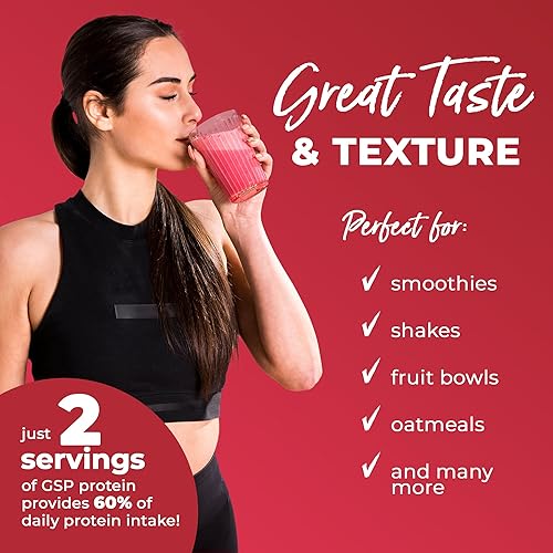 Miniatura 2 de GoldenSource Proteins, fresa, proteína en polvo a base de plantas, mezcla de proteínas, proteína en polvo con 22 vitaminas y minerales, 0.55 onzas