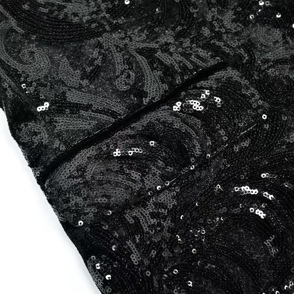 Men's Fashion Velvet Sequins Blazer Floral Pattern Party Prom Suit Jacket - Image 6