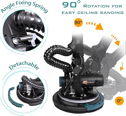 Miniatura 6 de LeuMuas Lijadora de paneles de yeso, lijadora de paneles de yeso de 900 W con colección de polvo automático al vacío, lijadora ligera de pared de