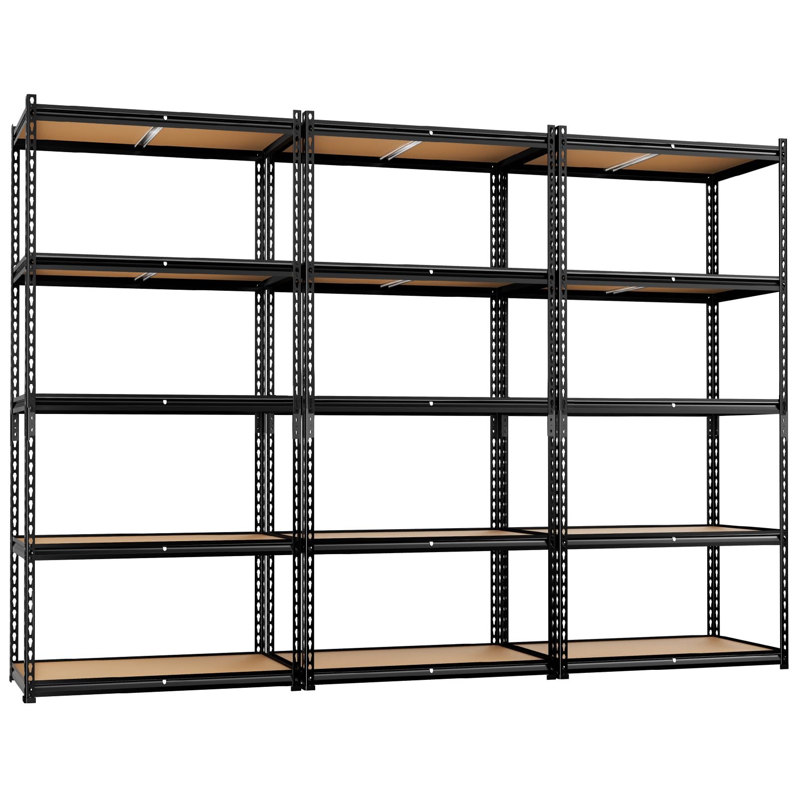 LEVELEVE 5-Tier Storage Shelving Unit, Metal, for Kitchen, Garage, Laundry Room, Adjustable, 34" L x 16" W x 72" H, Rectangular, 3 Pack