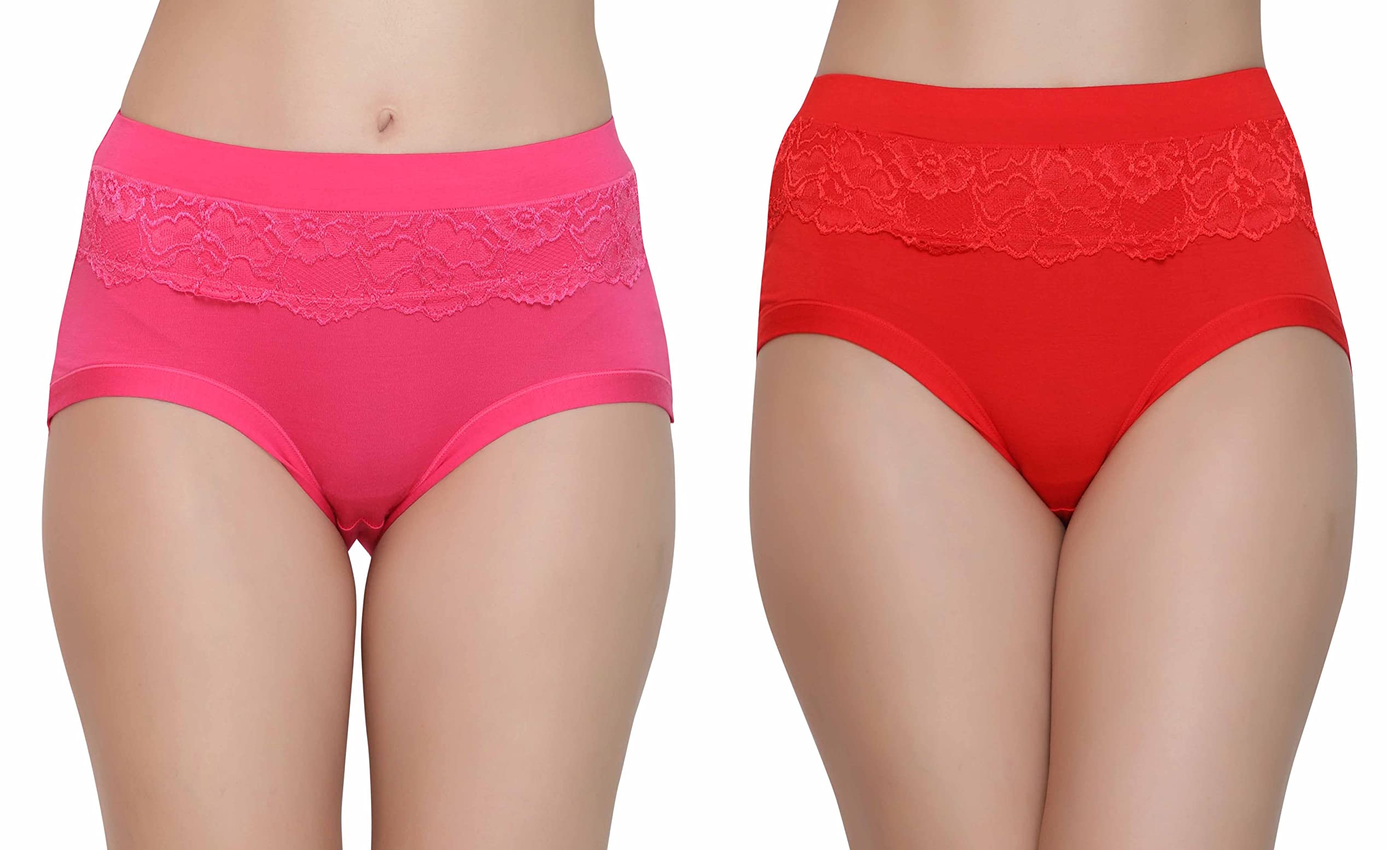 glamoras Women Modal & Lace Full Coverage Mid Rise Hipster Panty Brief, Size-XL-picture-56