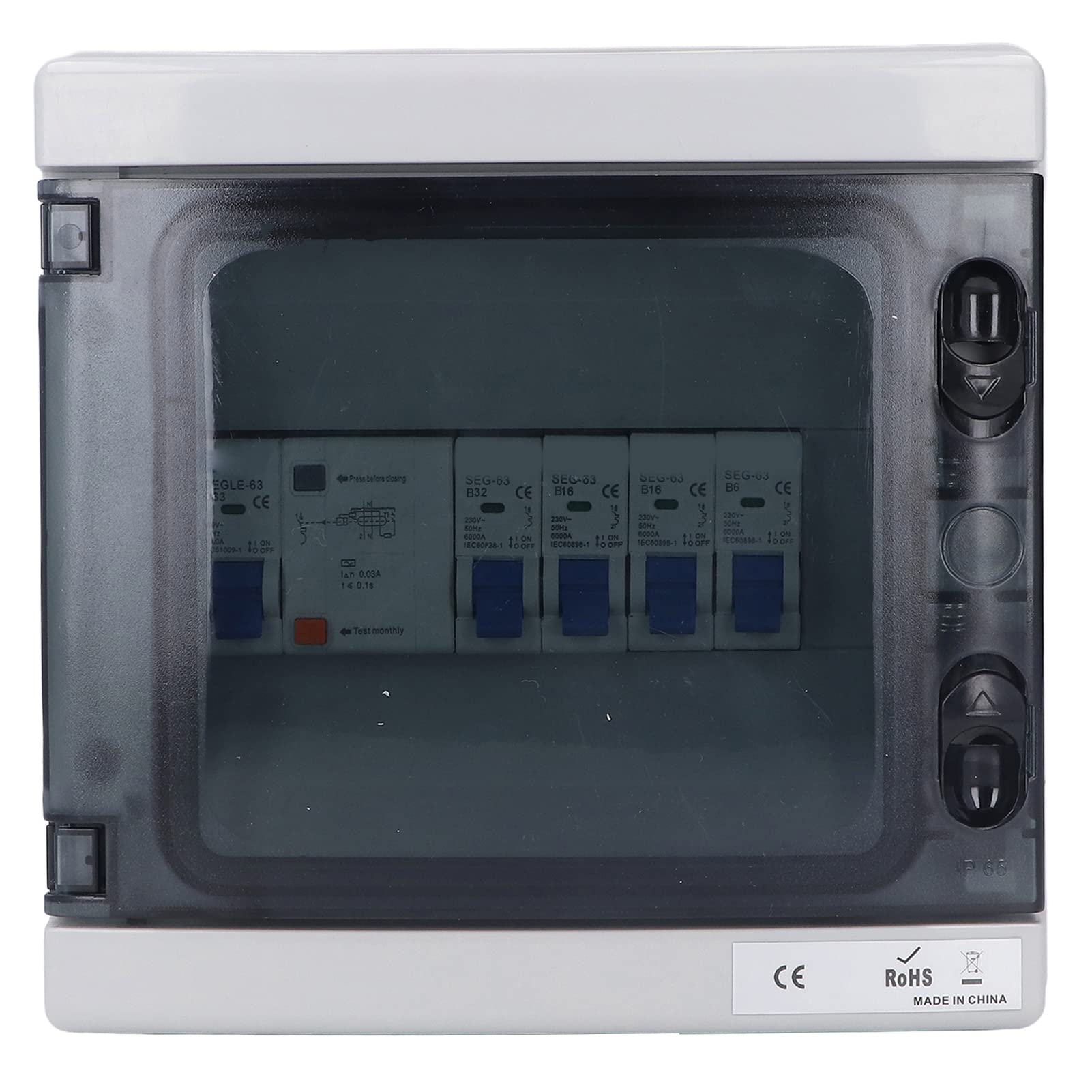 Caja de Distribución de Energía Resistente a la Intemperie, Disyuntores de 4 MCB con Clasificación IP65 para Talleres Al Aire Libre, Caravanas, Plástico ABS