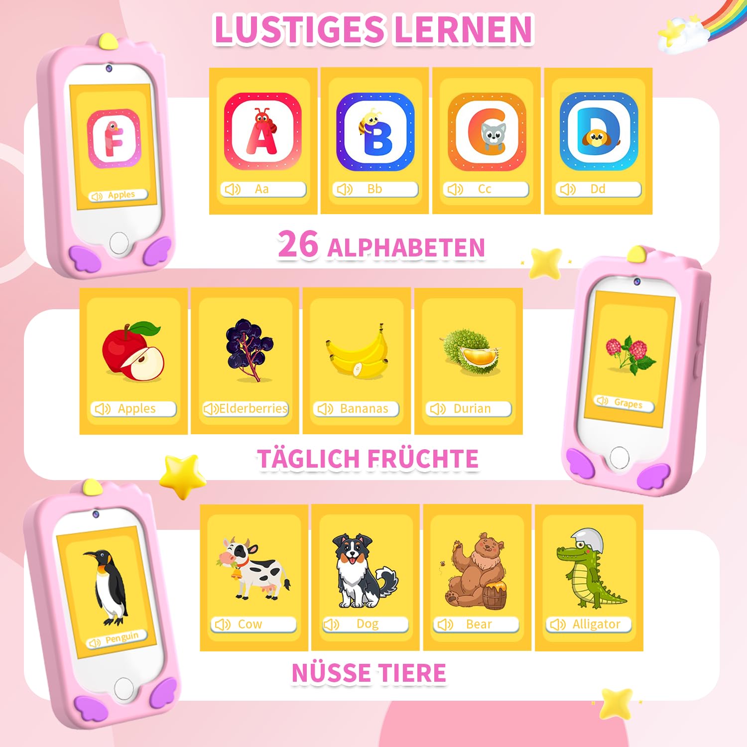 CHAKEYAKE Kinderkamera,Kinder Handy Smartphone Lernspielzeug,Kinder Kamera mit Dual Kamera 2.8" Touchscreen & MP3 Player&32GB Karte, Jungen Mädchen 3 4 5 6 7 8 9 10 Jahre Geburtstags Geschenke