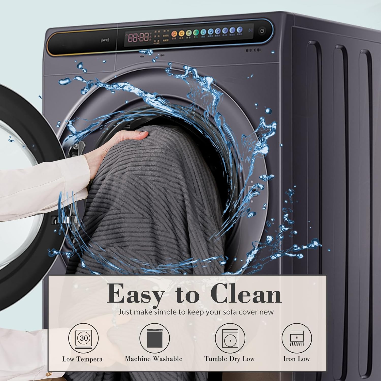 Couch Cushion Covers for Sectional Sofa, Wear Resistant Individual Stretch Seat Sofa Slipcovers for Sofa Cushion Protector Washable Elastic Seat Cover for Pets (Dark Gray, 2 Seat Covers S)