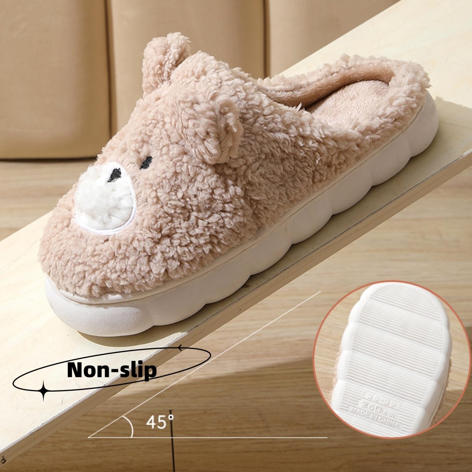 FAYUEKEY Cut Puppy Teddy Animal Slippers For Women Men Girls Winter Bear Warm Memory Foam Cotton Home Soft Plush Fur Shoes Indoor Outdoor - Image 5