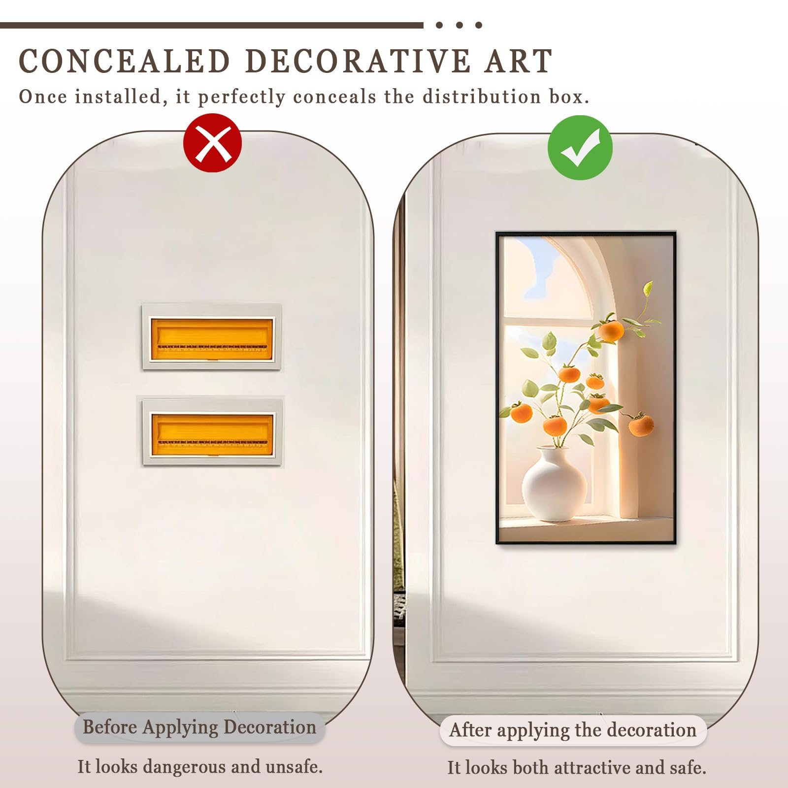 De Interior Cubierta De Caja EléCtrica Tapa Contador Sencillo Medidores EléCtricos Decorativos,Caja Portón Eléctrico Pintura Decorativa FáCil De Colgar Desmontable Caja(Gold-L,70 * 140cm)