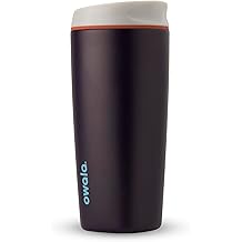 Owala SmoothSip 绝缘不锈钢咖啡不倒翁、可重复使用的冰咖啡杯、热咖啡旅行杯、不含 BPA、20 盎司、海军蓝（望远镜故事）