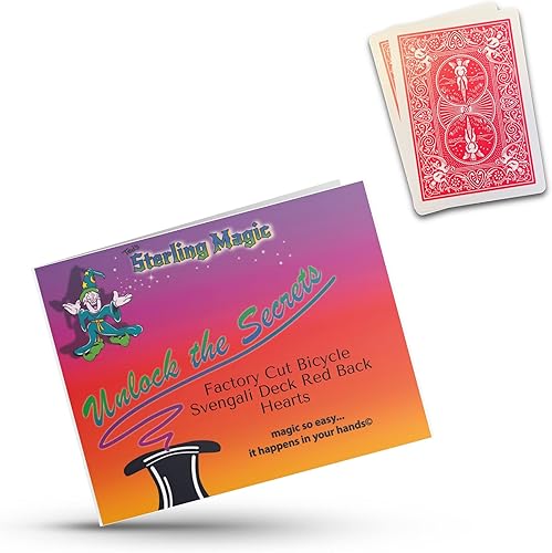 Ted's Sterling Magic Bicicleta Svengali Deck Trick en la espalda roja, traje de corazones, elige tu carta de fuerza (nueve)