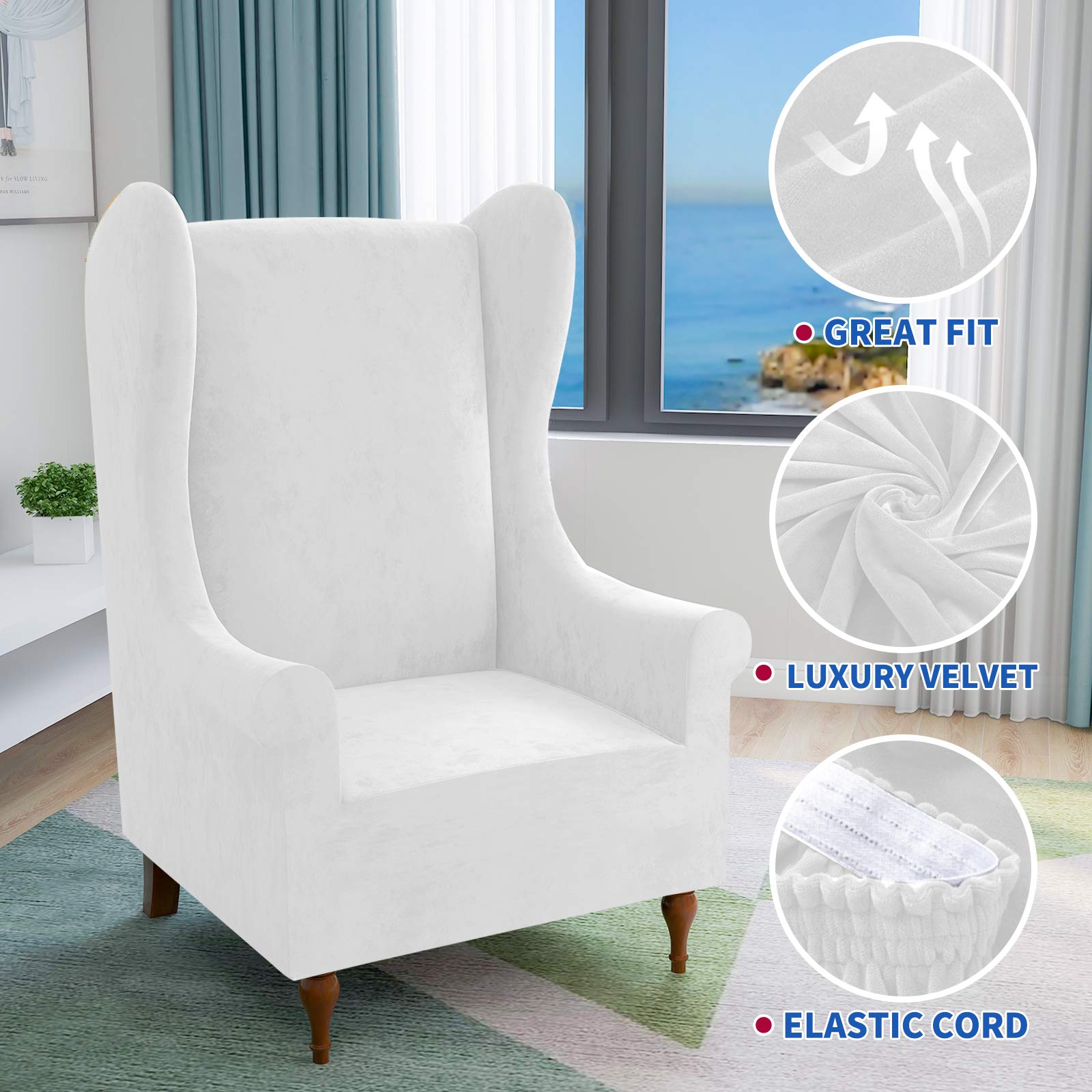 Lot De 2 Housses De Chaise En Velours Extensibles MAXIJIN - Bleu Pierre, Protection Et Élégance
