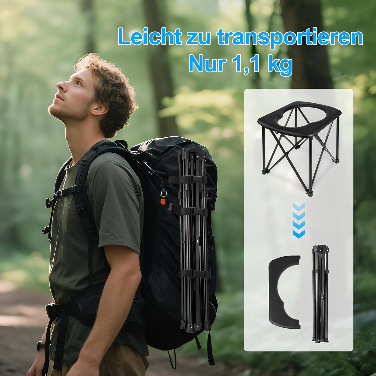 Toilettes pliantes mobiles, faciles à transporter, pour le camping, les secours, le jardin, la tente, la voiture et l'extérieur, les toilettes de camping pliables