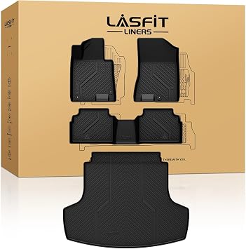 LASFIT Floor Mats & Cargo Mat for Hyundai Sonata 2020-2026 Only Fit FWD & Gas / Kia K5 2021-2026 Only Fit FWD All Weather TPE Custom Fit Floor Liners for Car Mats Trunk Mats