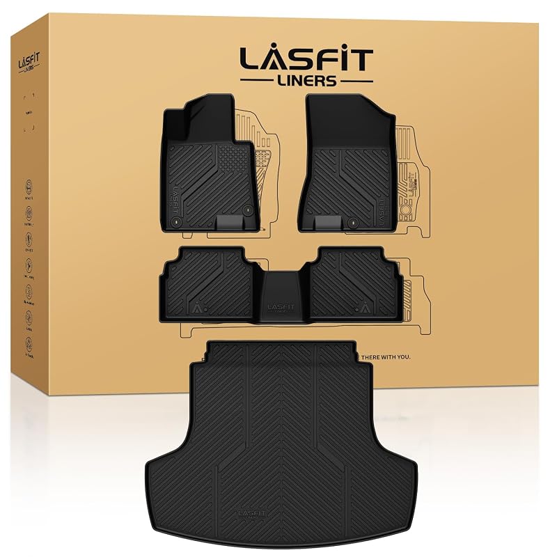 Kit de Tapetes Automotivos LASFIT em TPE para Hyundai Sonata 2020–2026 e Kia K5 2021–2026, com Tapete de Porta-Malas, Preto, 4 peças