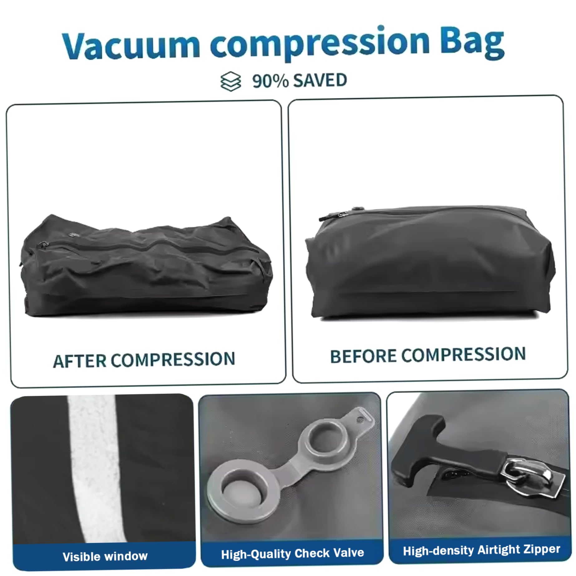 Reise-Kompressionsbeutel, 2er-Pack, 17 l, Vakuumbeutel für Kleidung mit Handpumpe, wasserdichte Verpackung, Aufbewahrung für Gepäck, Vakuumverpackung für Reisen.