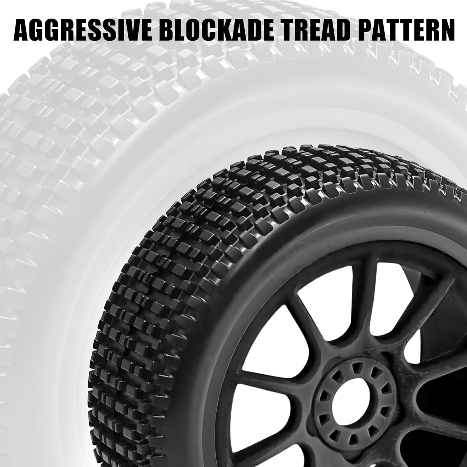 1/8 Scale Blockade Off-Road Buggy Tire 17mm Hex RC Wheels & Tyre with Foam Inserts RC Tire Compatible with ARRMA Typhon 3S/6S HongNor FS Racing HSP Hyper KYOSHO MP10（4 PCS）