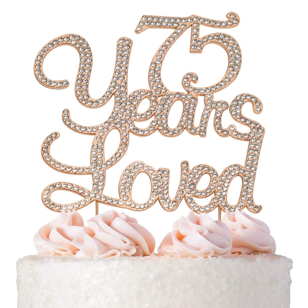 Qttier 75 Years Loved Cake Topper Happy 75th Birthday Anniversary