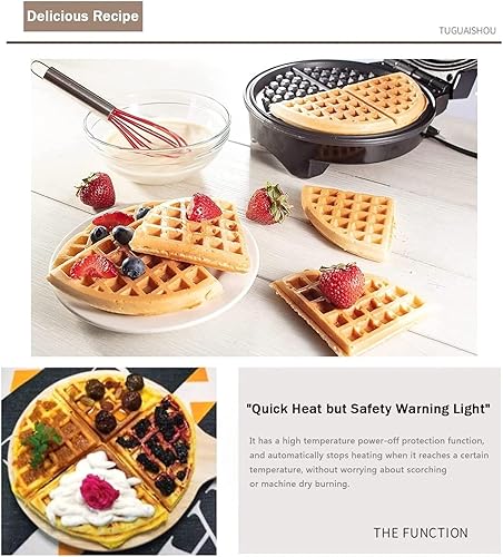 Miniatura 4 de Máquina eléctrica para hacer gofres de 1400 W, máquina casera de gofres, platos de cocina con revestimiento antiadherente de llenado profundo,