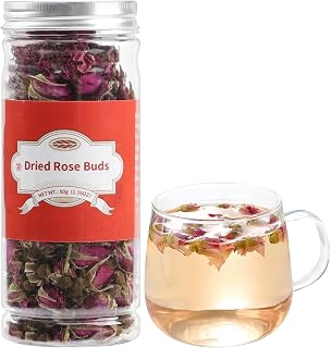 ANTAKUBU Dried Rose Buds ,50g/1.76oz,100% Pure Natural Dried Rose Petals,Edible Herbal Tea ,Fragrant Food-grade Dry Flower Tea for Baking, Beauty, Soap Making,DIY Crafting, Candle Making,Wedding,Potpourri