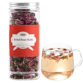 ANTAKUBU Dried Rose Buds ,50g/1.76oz,100% Pure Natural Dried Rose Petals,Edible Herbal Tea ,Fragrant Food-grade Dry Flower Tea for Baking, Beauty, Soap Making,DIY Crafting, Candle Making,Wedding,Potpourri