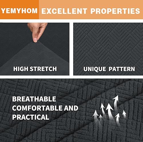 Miniatura 4 de YEMYHOM Fundas de cojín individuales elásticas para sofá, fundas de cojín suaves de repuesto con patrón de diamante, protector de muebles con parte