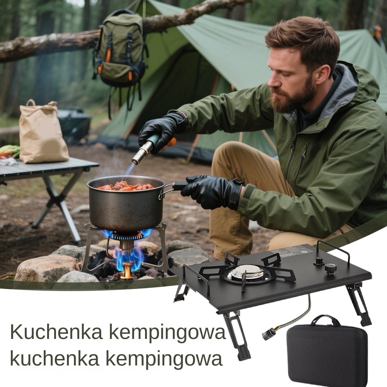 Piecuszek Turystyczny Przenośny Składany Piecyk Kempingowy Palnik | Sprzęt do Gotowania na Zewnątrz na Wędrówki Grillowanie