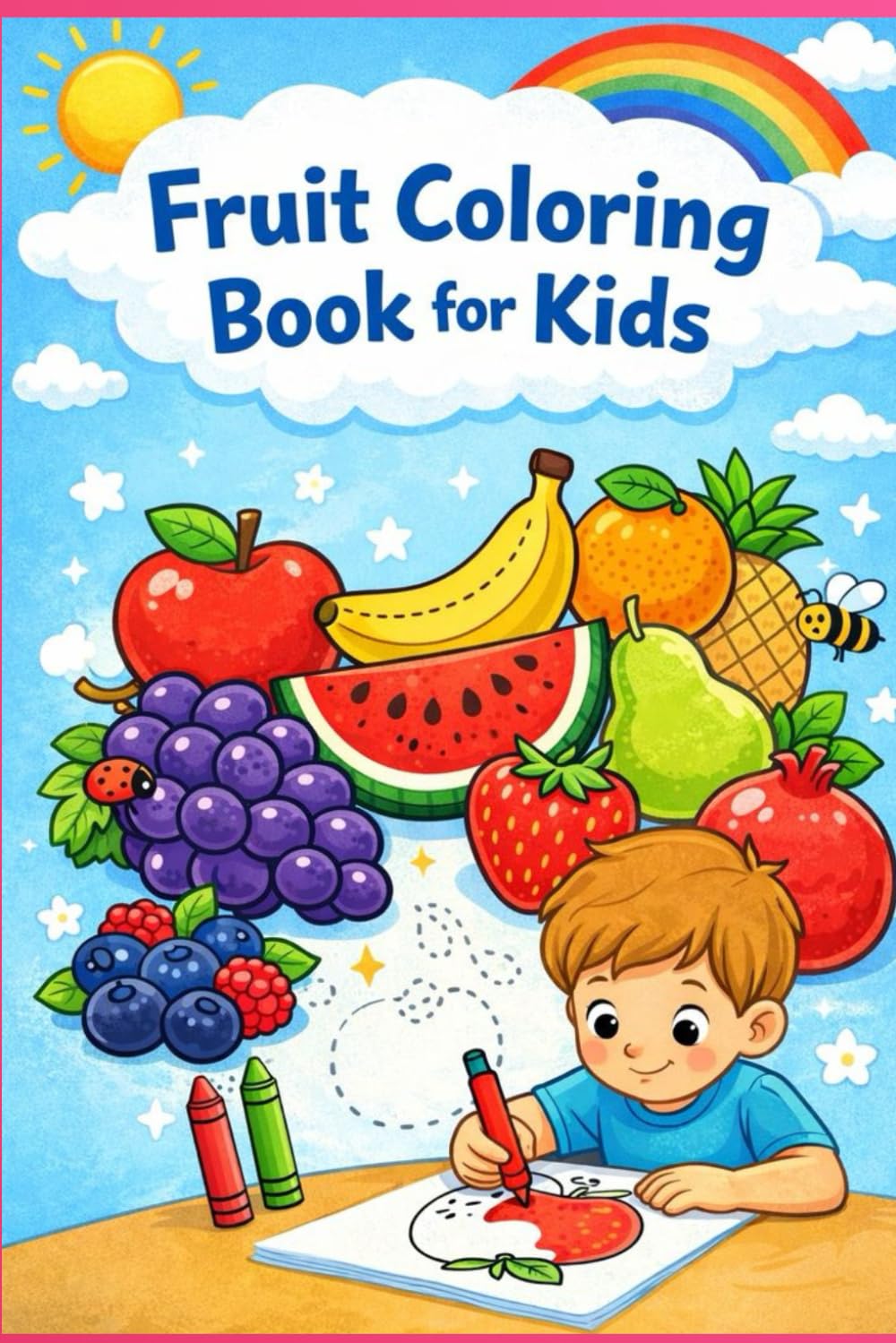 Fruits colouring book for kids: Fun & Easy Fruit Coloring Pages for Toddlers and Young Kids | Simple, Cute & Educational Activity Book