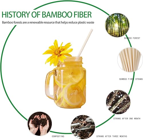 Miniatura 4 de Pajitas desechables, 100 popotes de fibra de bambú de 7.8 pulgadas de largo, las pajitas biodegradables sostenibles son una excelente alternativa