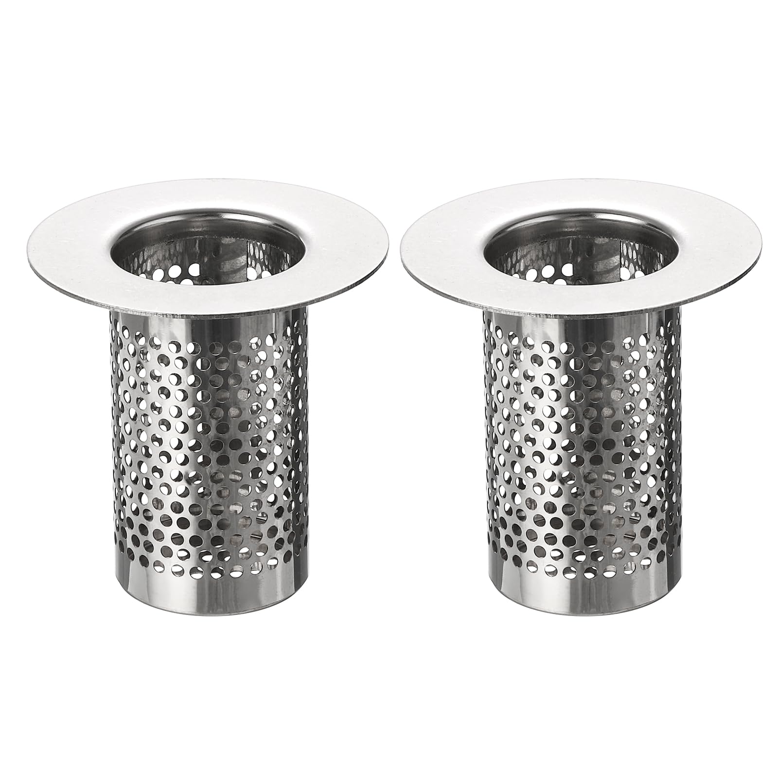 sourcing map 2Pcs Bathroom Sink Strainer, Fit for Diameter 0.98"-1.8" Drain Hole, 50mm/1.97" Deep Stainless Steel Sink Strainer for Shower Drain and Floor Drain