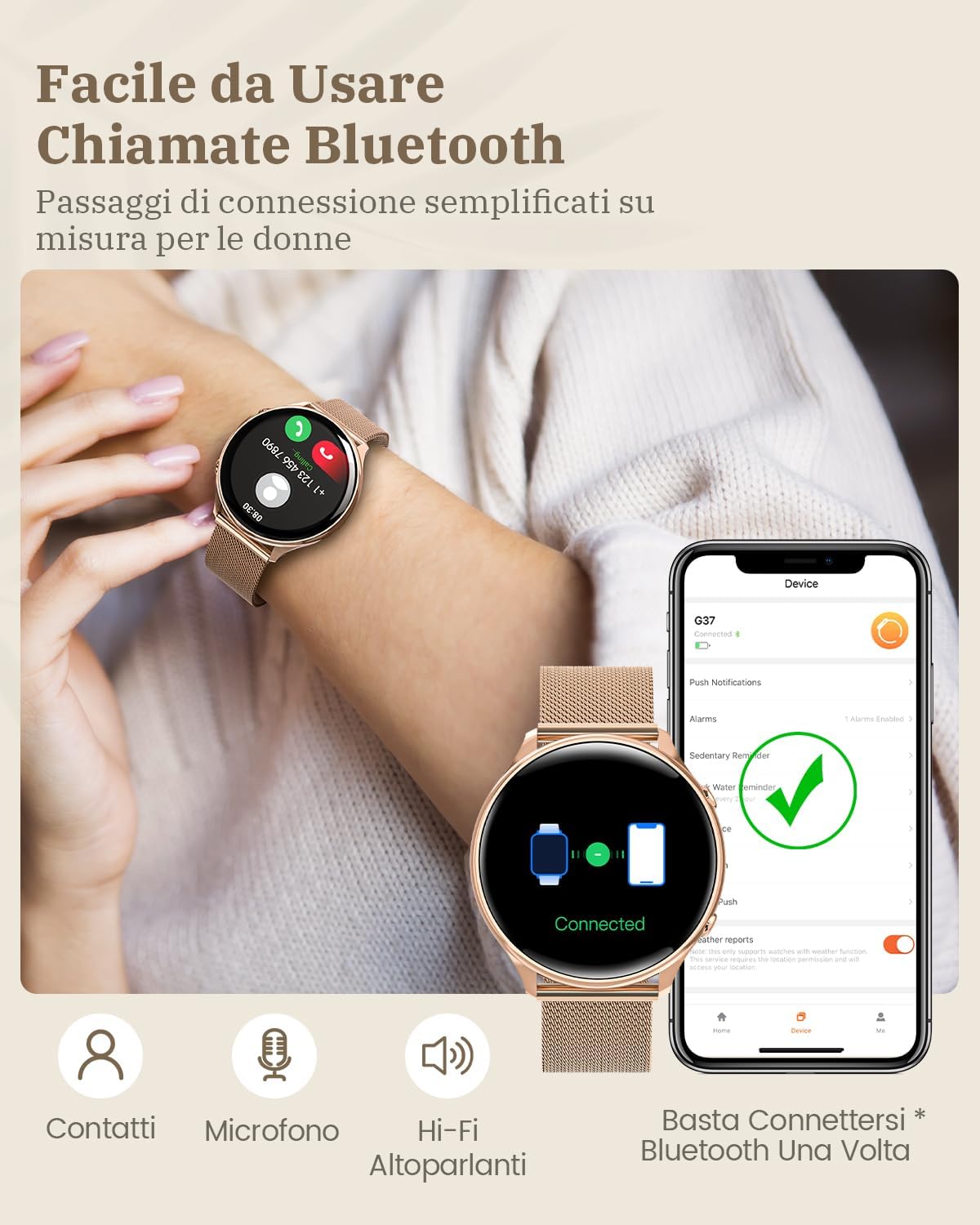 RUXINGX Smartwatch Donna con Chiamate Whatsapp, 1,39 HD Schermo Orologio Smartwatch con Monitoraggio Ciclo/120 Sport/24H Cardiofrequenzimetro/SpO2/Sonno, Fitness Tracker IP68 per iOS Android Oro Rosa RUXINGX Smartwatch Donna con Chiamate Whatsapp, 1,39 HD Schermo Orologio Smartwatch con Monitoraggio Ciclo/120 Sport/24H Cardiofrequenzimetro/SpO2/Sonno, Fitness Tracker IP68 per iOS Android Oro Rosa