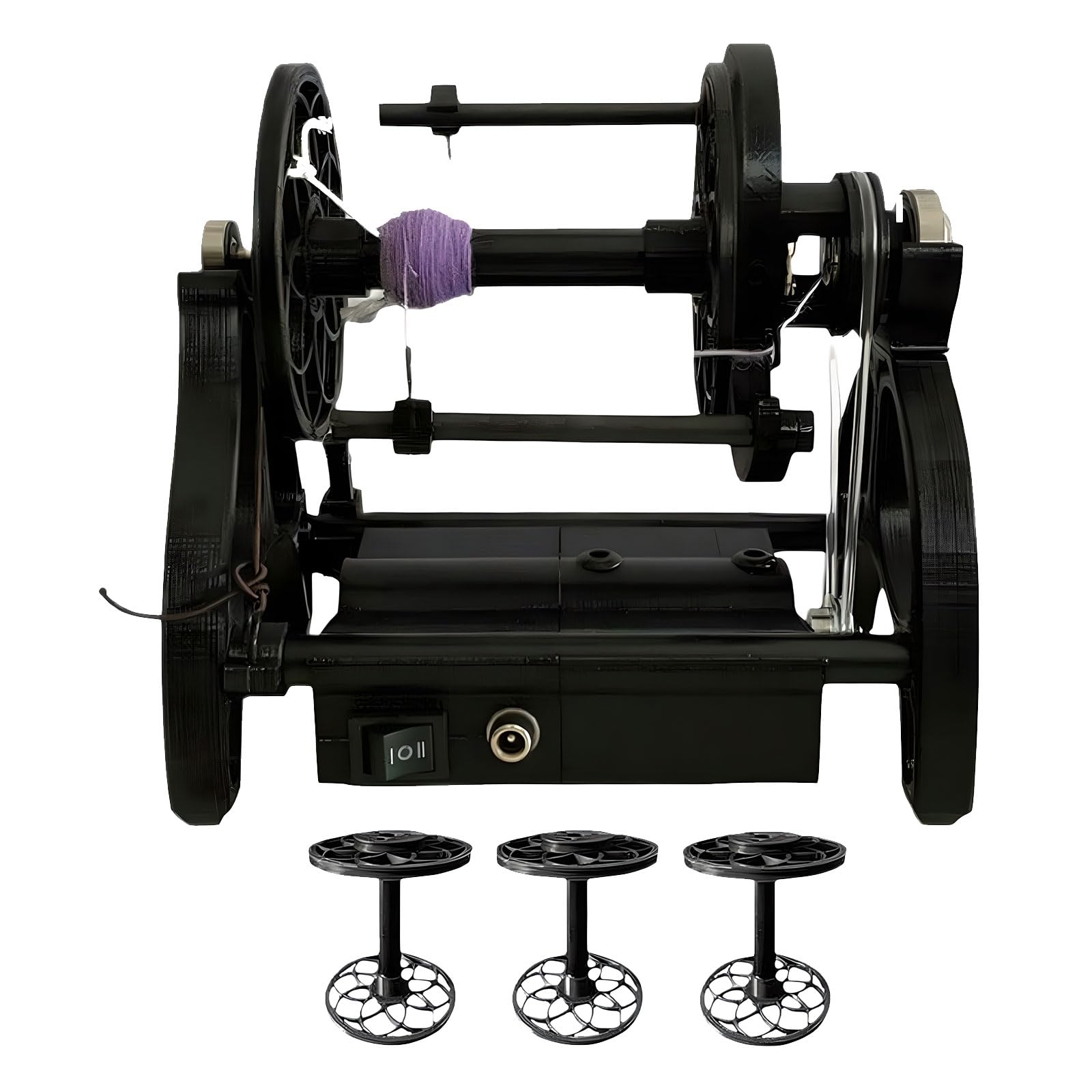 YXYLJOZ Electric Spinnings Wheel for Yarn, 12V Automatic Knitting Yarn Winding Machine, 800 RPM for Yarn Weaving and Blending, Ideal for Crafting and Roving Projects (Black)