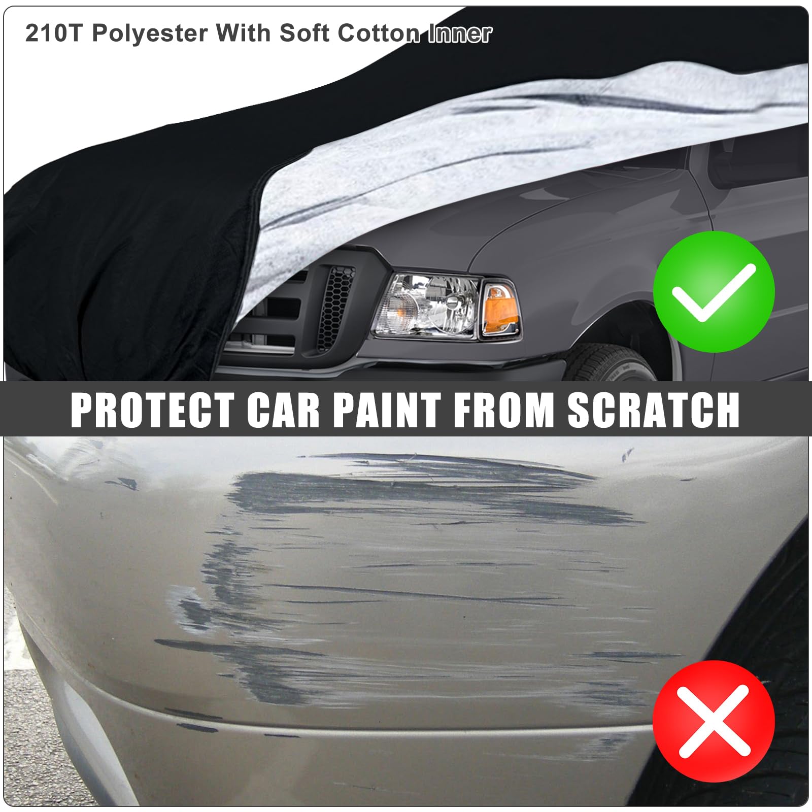 Waterproof Car Cover Replace for 1993-2012 Ford Ranger Supercab 6ft Regular Cab 7ft Long Bed 210T All Weather — view 5