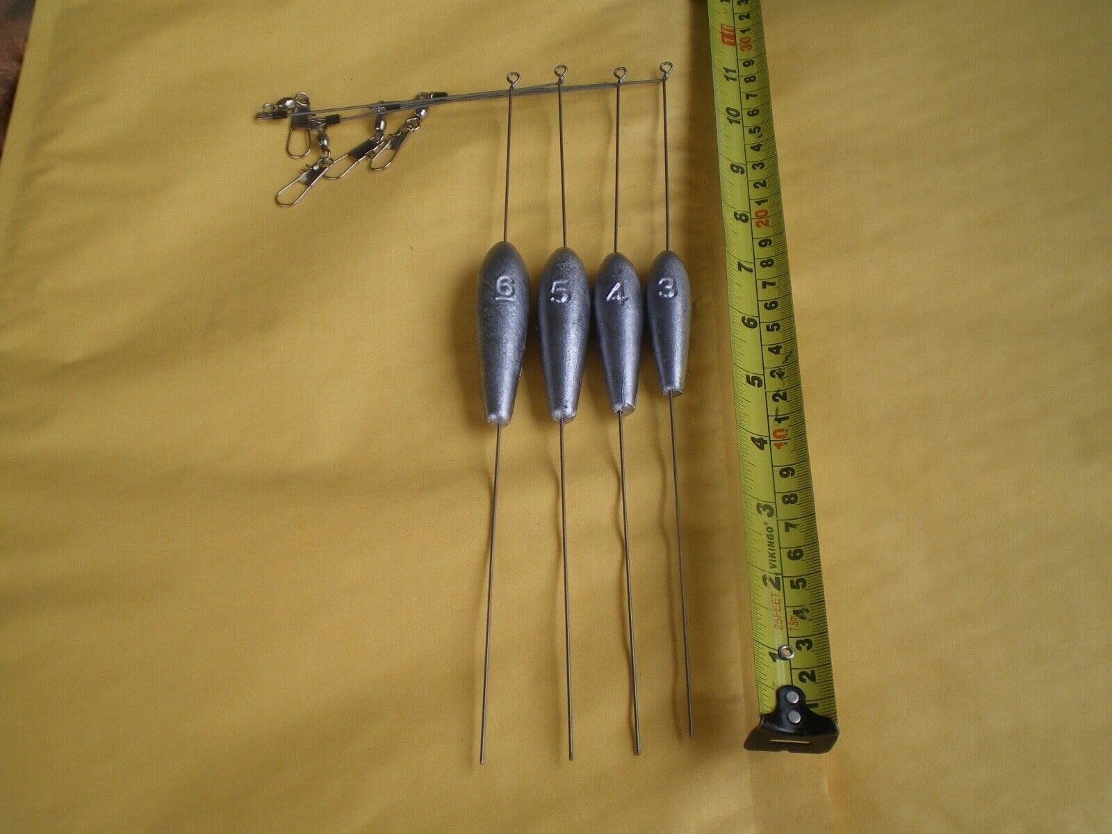 Fishing Tackle Lure 9 PCS. Bottom Bouncer Sinker 6, 5, 4 OZ. W/S.S. Wire 045X10 Leg X 4" ARM 3 EA.