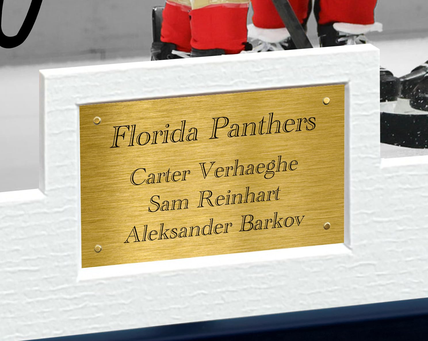 12x8 A4 Stanley Cup Champions 2024 Florida Panthers Carter Verhaeghe Sam Reinhart Aleksander Barkov NHL Autograph Signed Signature Photo Photograph Picture Frame Ice Hockey Poster Gift, Black