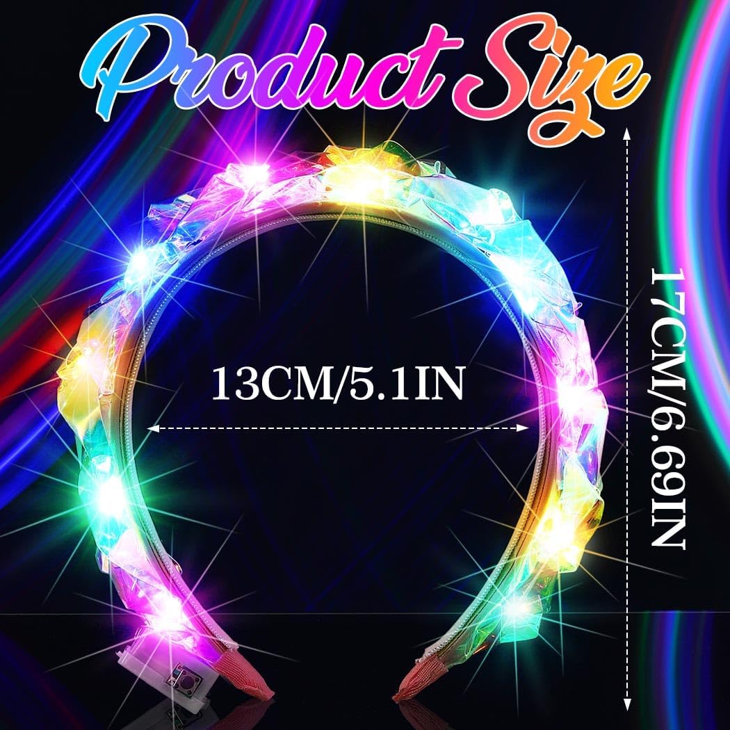 Fashey Light Up Headband Led Headbands Glow Hair Band Birthday Hair Accessories for Girls