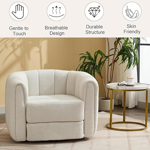 Miniatura 7 de Sillas decorativas giratorias para sala de estar, tela de peluche, sillón giratorio redondo de 360 grados, con forma de calabaza, sofá de club,