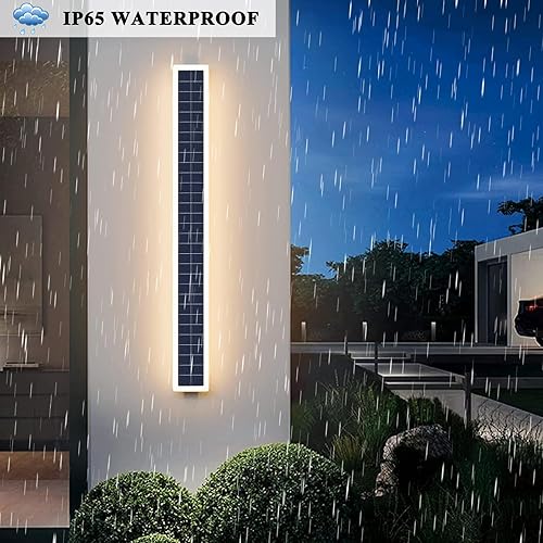 Miniatura 3 de Luces solares para exteriores, lámparas de pared a pilas para exteriores, 10 W, impermeable, pantalla acrílica, moderna, 23.6 in de largo, luces