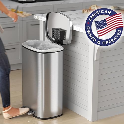 Miniatura 2 de iTouchless SoftStep - Paquete combinado de cubos de basura de 13.2 y 1.32 galones con filtro de olor y cubo interior, cubo de basura de acero