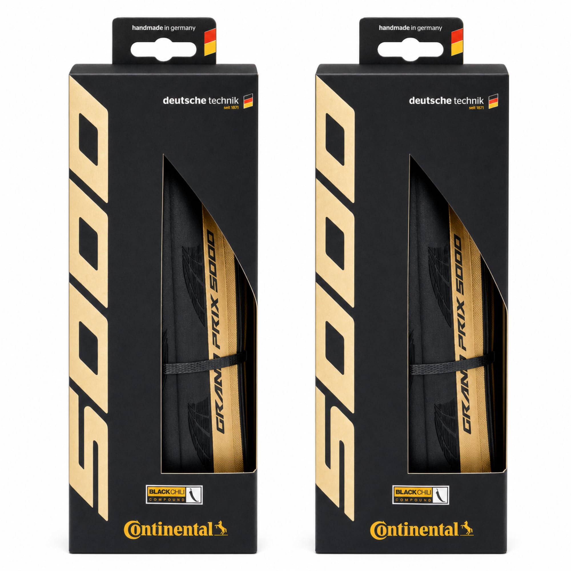 Continental Grand Prix 5000 - Road Bike Tire | The Best Allrounder in the Field - BlackChili, Vectran Breaker, LazerGrip, Active Comfort Technology, 2 Pack