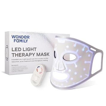 WONDER FAMILY LED Face Mask Light Therapy - Red Light Therapy for Face & Blue Therapy for Skincare Therapy Device