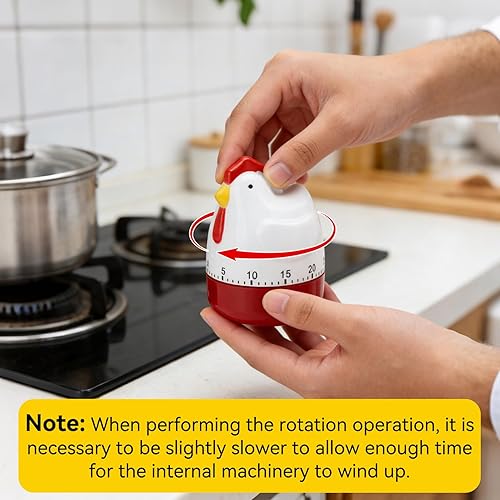 Miniatura 4 de Bonito temporizador de cocina, temporizador mecánico de huevos de gallina, alarma de 60 minutos, temporizador de cuerda manual para cocinar y