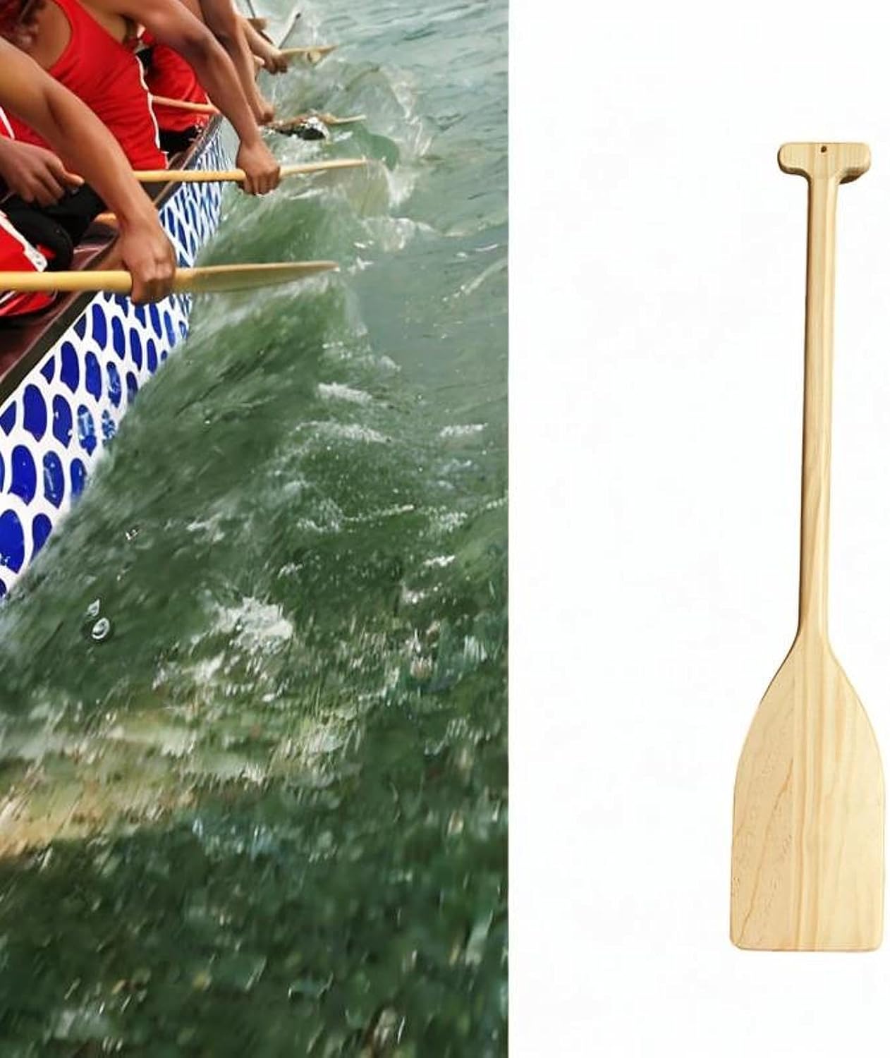 kowaku Boat Paddle Wood Outdoor Pool Lightweight 90cm Sturdy Nautical Decoration Decoration Canoe Oar Hand Crafted T Handle Boat Oar