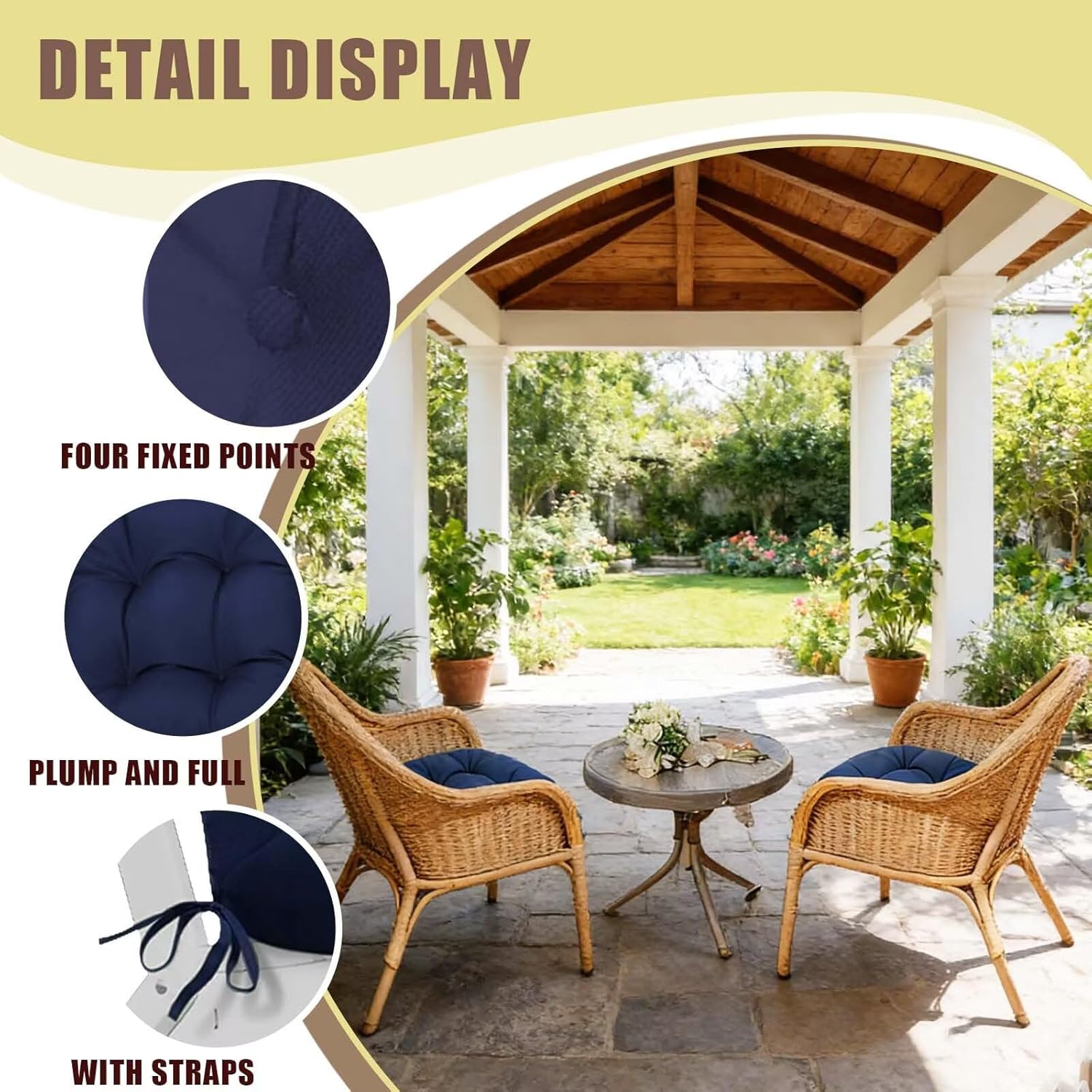 18 x 18 U Shaped Wicker Seat Cushions Set Patio Seat Pad Floral Rocking Chair Cushion for Indoor Outdoor Chair Use Orange, Set of 2