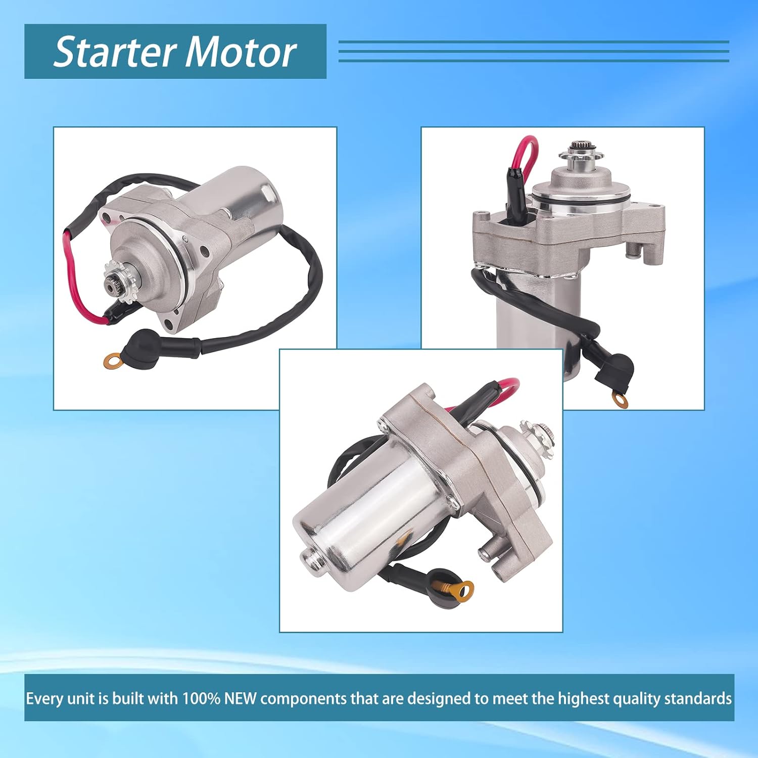 Starter Motor and Starter Solenoid Relay for Tao Tao 50cc 70 cc 90cc 125cc 110cc ATV Coolster 4 Wheeler Chinese Pit Dirt Bike 4 Wheelers Go Karts Dune Buggy Sandrail Quad SSR Roketa SunL