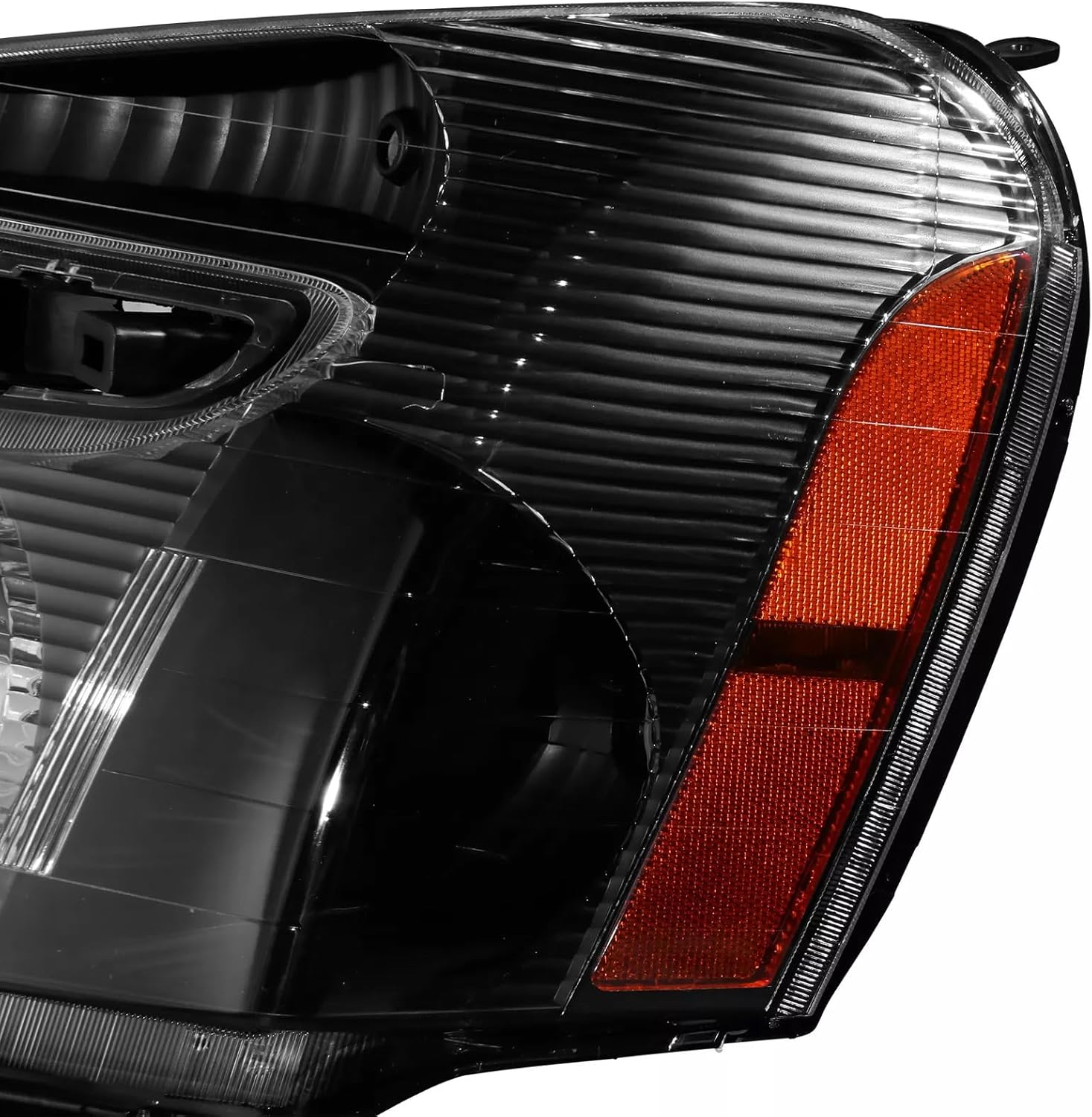 Pair Headlights Assembly Set For 2005 2006 2007 2008 2009 Chevy Equinox LS LT LTZ Sport SUV Replacement Headlamps Matte Black Housing Clear Lens GM2503254 GM2502254 With Retaining Clips-5482087