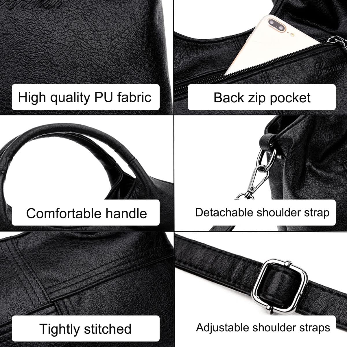 Handbag for Women PU Leather Top-Handle Satchel Ladies Shoulder Bag Stitching Tote Purse Crossbody Bag