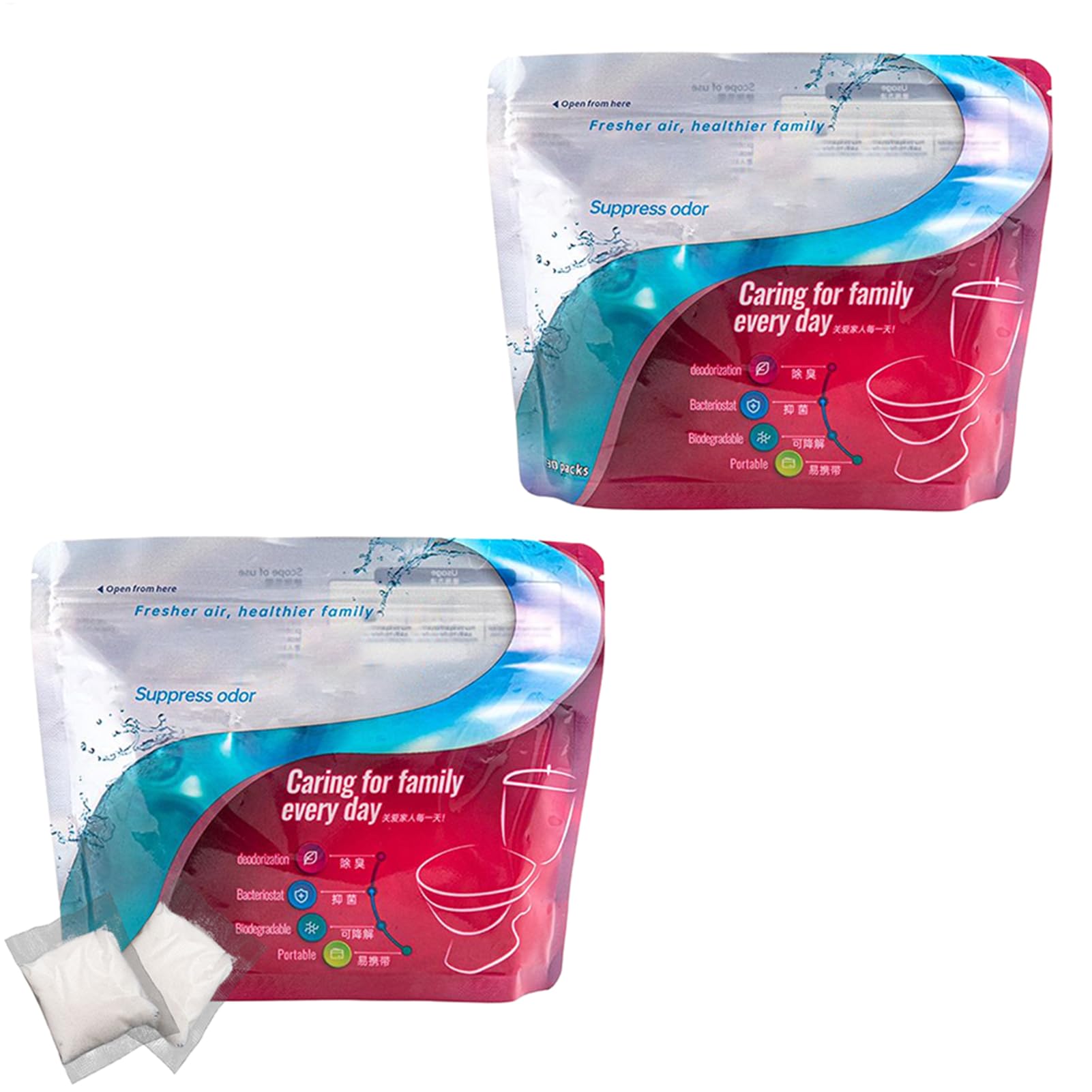 Reflimand 60PCS Portable Toilet Gel, Absorbent Gel, Camping Toilet Gels, Liquid Solidifier with Odor Neutralizer, Camping Toilets Absorbent Powder, Waste Gelling Tool for Hiking, Fishing, Traveling
