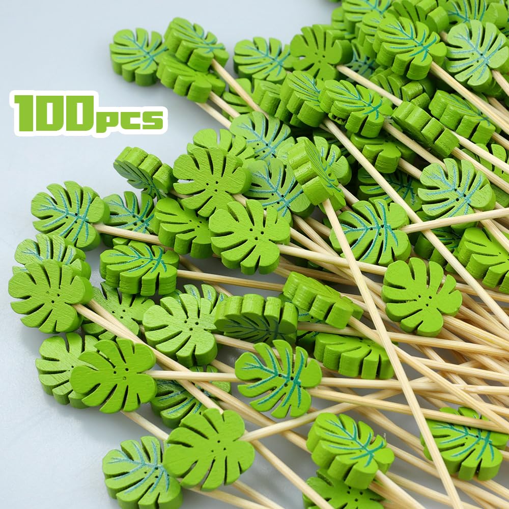 100 Piezas Palos de Cóctel,Palillos para Aperitivos 12cm Pinchos Comida de Dedo Palillos de Cóctel Brochetas de Bambú para Adecuado para Bar, Fiestas y Cumpleaños, Fiesta de Fruta