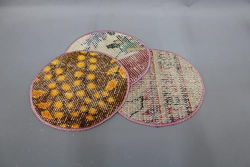 Miniatura 3 de Accesorio de comedor, juego de seis, Kilim Supla, mantel individual beige, placa inferior de alfombra de 10 x 10 pulgadas, elegante decoración de