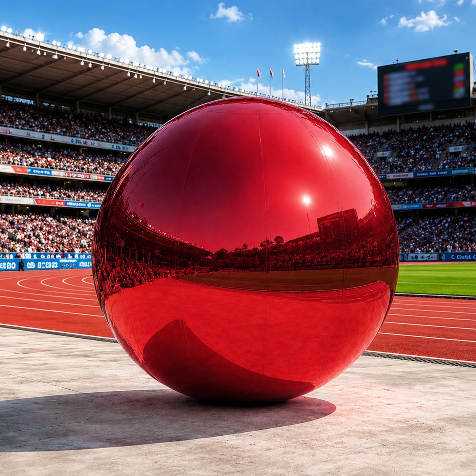 Rouge Boule Miroir Gonflable 50 CM avec Pompe Gonflable Grandes boules brillantes Décorations de Noël